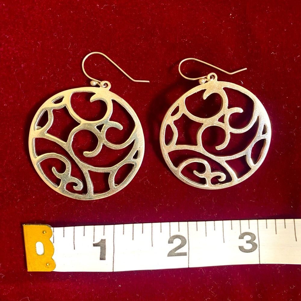 NWOT Taxco Mexico Vtg 925 Silver Scroll Filigree Openwork Pendant & Earring Set - Picture 2 of 5